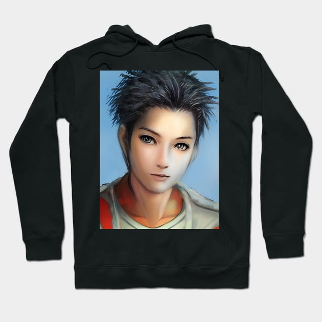 Black Hair Anime Boy Hoodie by animegirlnft